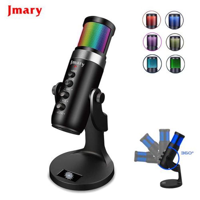 Microphone RGB cardioïde à condensateur USB, Type-c (IOS / Android, Mac / Windows)