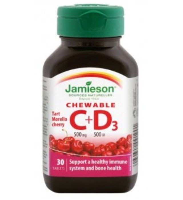 Jamieson Vitamine C & Vitamine D3 a Croquer - 30 Comprimes - Made in Canada