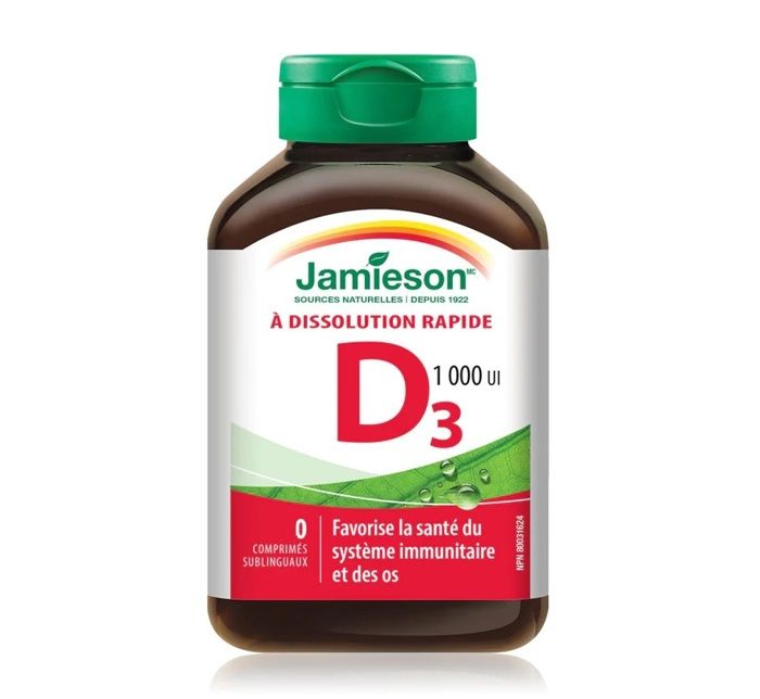 Jamieson Vitamine D3 1000 UI, Système Immunitaire et Sante des Os -80Gélules- Made Canada
