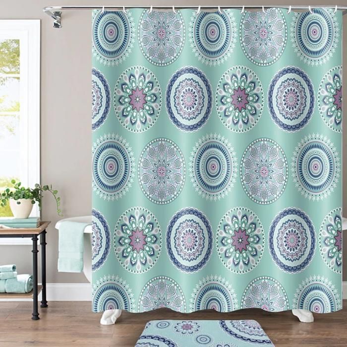 Rideau de douche 180*180cm fleur vert buthlux