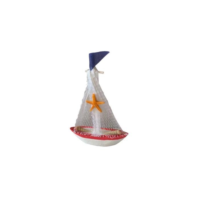 MINI VOILIER ROUGE-MARINE 11X3X14,5 CM