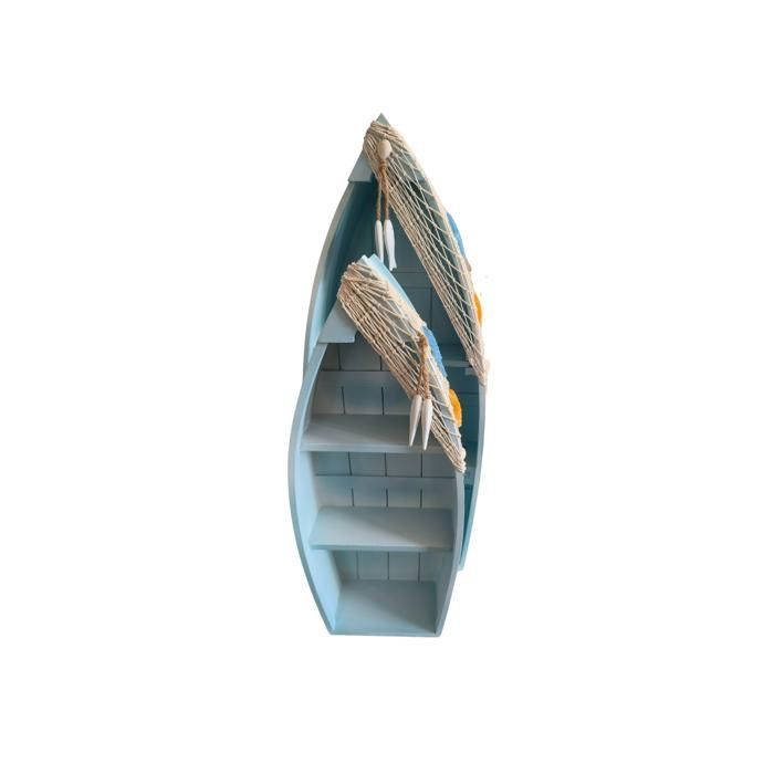 SET DE 2 ÉTAGÈRES DE RANGEMENT DE BATEAU EN BOIS -MARINE 20X9X48 CM
