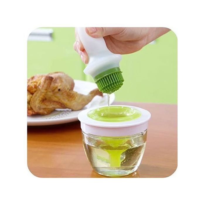 Brosse A Huile En Silicone Et Bouteille En Verre 148ml, Pinceau Pour Application Sauce Huile Patisserie Barbecue BBQ Rôti