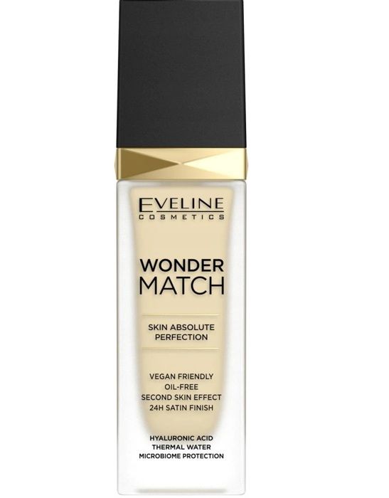 Eveline Cosmetics Wonder Match Fond de Teint Liquide Longue Tenue à l'Acide Hyaluronique - 30ml - 01 Ivory