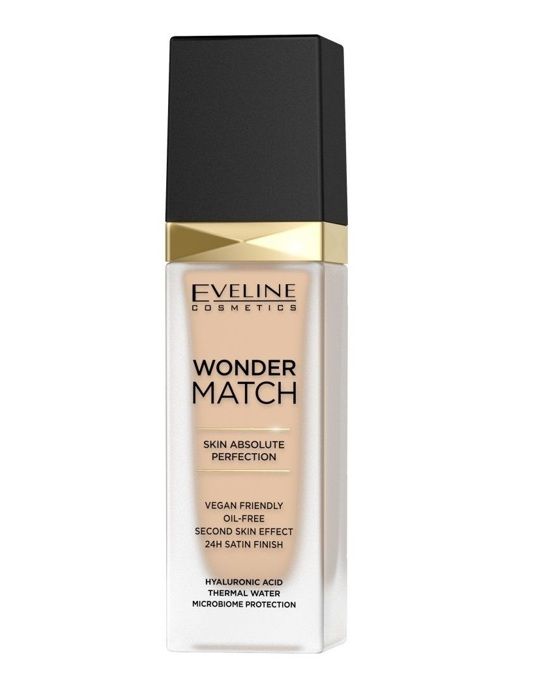 Eveline Cosmetics Wonder Match Fond de Teint Liquide Longue Tenue à l'Acide Hyaluronique - 30ml - 16 Light Beige