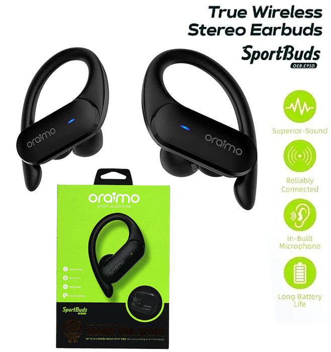 Oraimo Sport buds, écouteurs Bluetooth sans fil véritables, Bluetooth 5, contrôle tactile, Android Apple