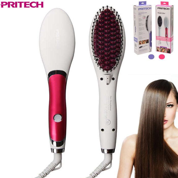 Brosse Lissante Chauffante Température Réglable cheveux lisseur électrique ionique brosse à cheveux lissage peigne filles dames