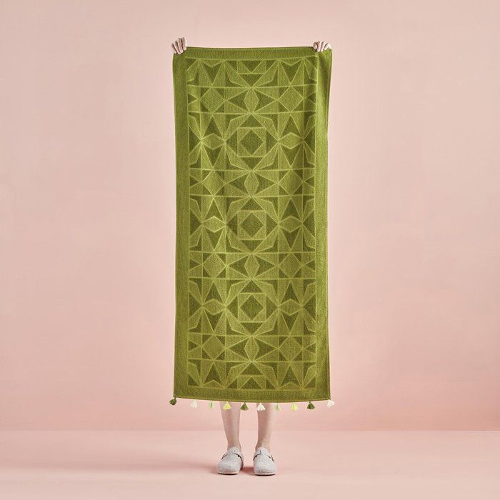 Serviette de bain - Sienne - 100% Coton - 70x150 cm - Certifié OEKO-TEX - Vert