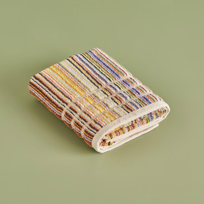 Serviette de toilette 100% coton à rayures marron (50x90 cm)