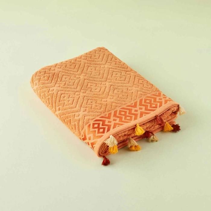 Serviette de toilette Mosaïque 100% Coton Saumon (50x90 cm)