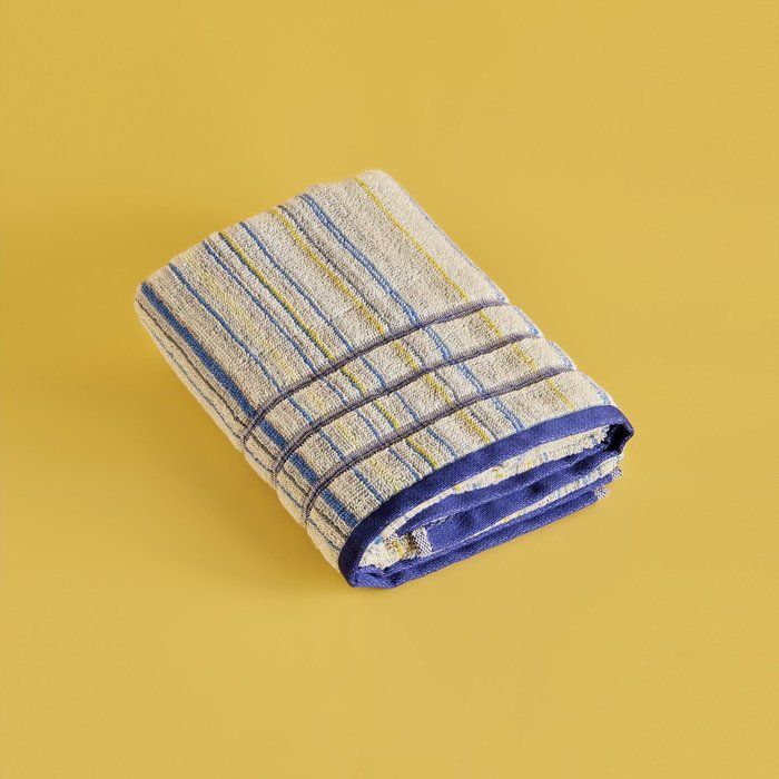 Serviette de toilette rayée 100% coton Bleu (50x90 cm)