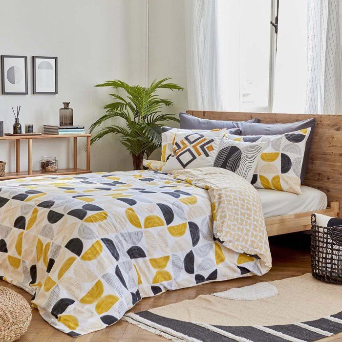 Housse de Couette Simple - BELLA MAISON - Moutarde - 100% Coton - 160x220 cm - OEKO-TEX
