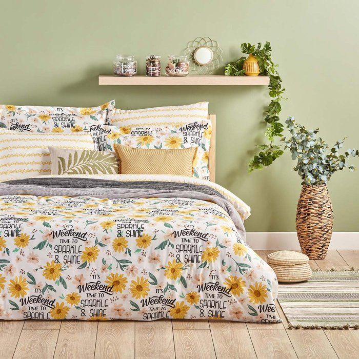 Parure de lit 100 % coton Ranforce Jolie King Size Jaune (240 x 220 cm)