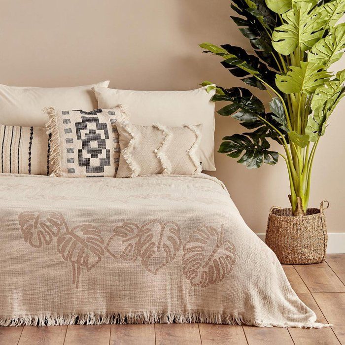 Couvre-Lit Double Feuille Coton Ecru (200x220 cm)