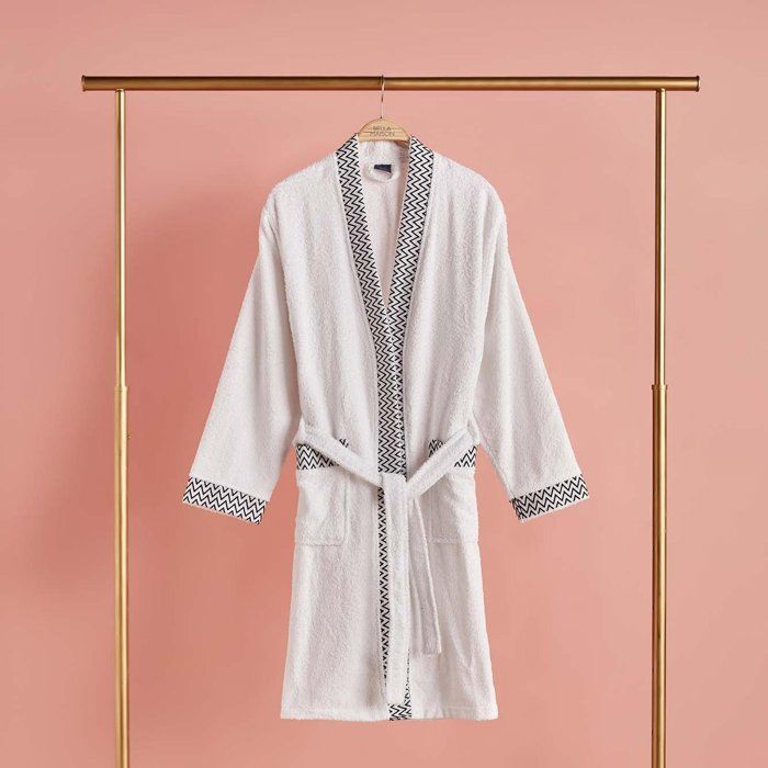 Peignoir 100% Coton Mixte (Blanc-Noir)
