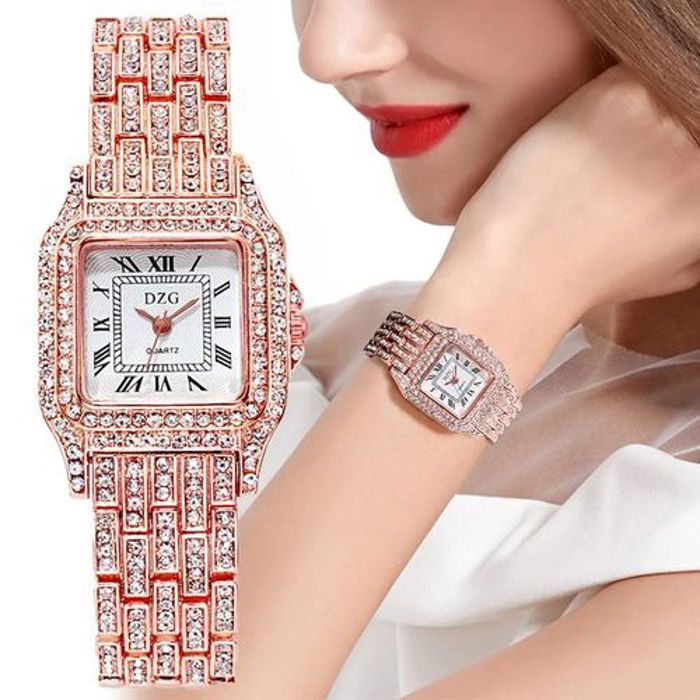 Montre pour femmes, Montre de Style Indémodable,entouré de perles en Cristal.