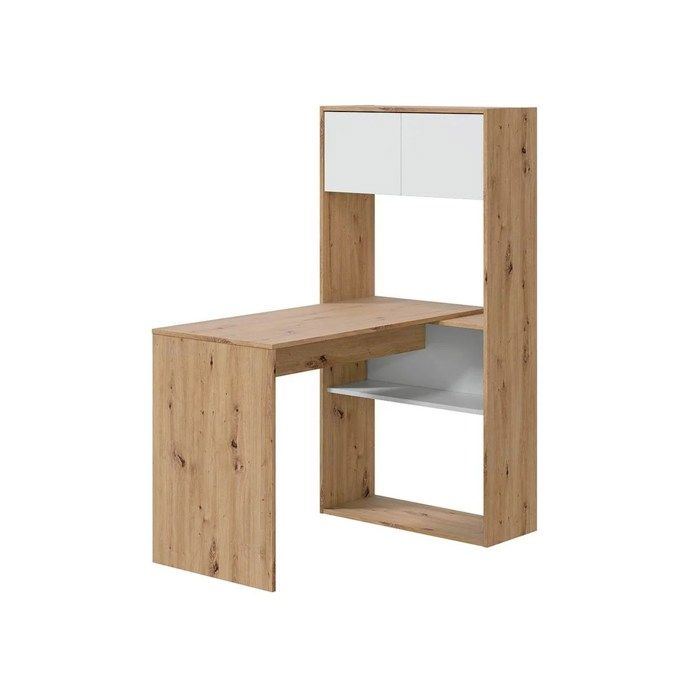 ARTIK BUREAU MODULABLE EN BOIS AVEC ETAGERES BLANC 140x108x70 cm