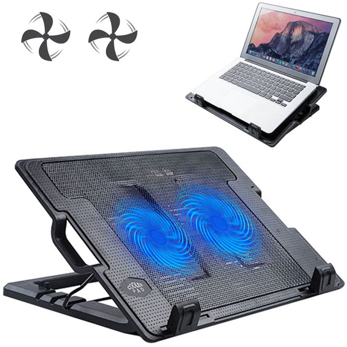 support avec deux ventilateurs silencieux pour refroidisseur pour ordinateur portable coussin de refroidissement externes USB