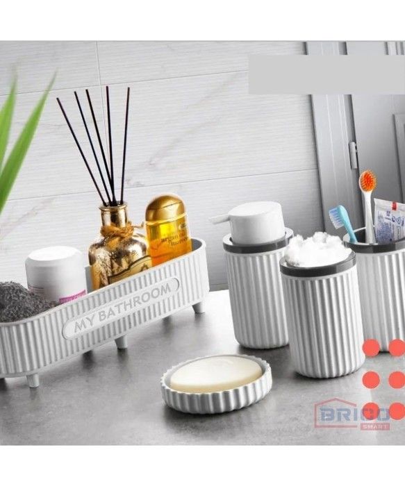ENSEMBLE SALLE DE BAIN 5 PCS GRIS CLAIR