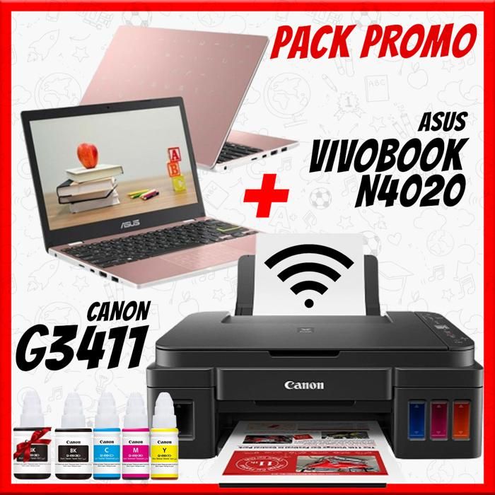 Pack Ordinateur portable VIVOBOOK E410MA-BV1180W + Imprimante G3411 Wifi