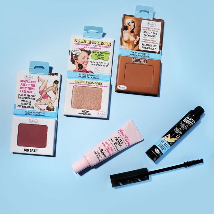 Travel Set with Cosmetics Bag (5pc : Bronzilla TS  +  Atd face primer TS + double crosser TS  + Big date TS + Thebalm nuit )