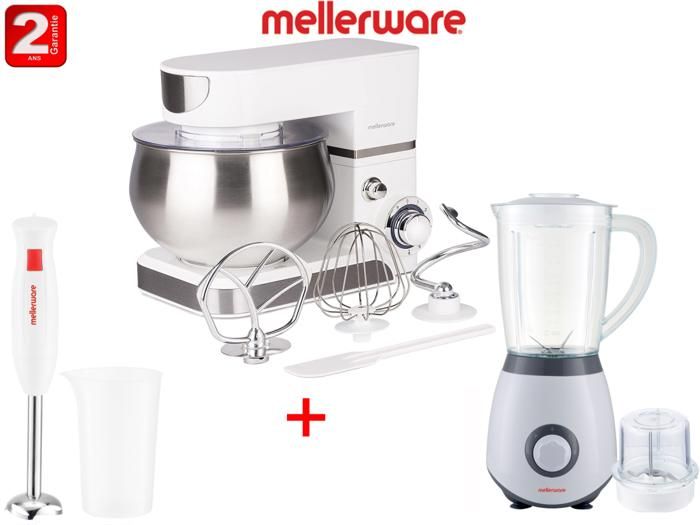 PETRIN STAND MIXER TWIST WHITE + BLENDER MJB-351+HAND MIXER MHM-403 INOX MELLERWARE