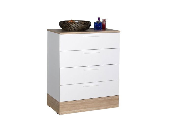 Commode BASE 4 Tiroirs - Chêne / Blanc