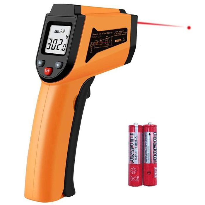 Thermomètre Infrarouge Numérique Sans Contact Pistolet De Température Laser Avec Ecran LCD Rétroéclairé Digital