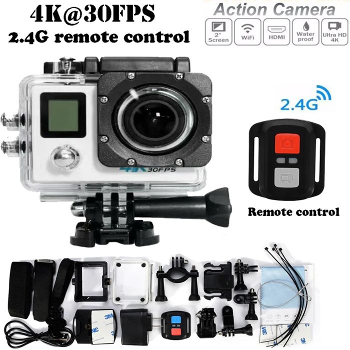 4K WIFI Sport Action Caméra Double Écran 4 K 30FPS Ultra HD extrê Sport étanche Camara Go pro Hero Cam Style + À Distance contrôle