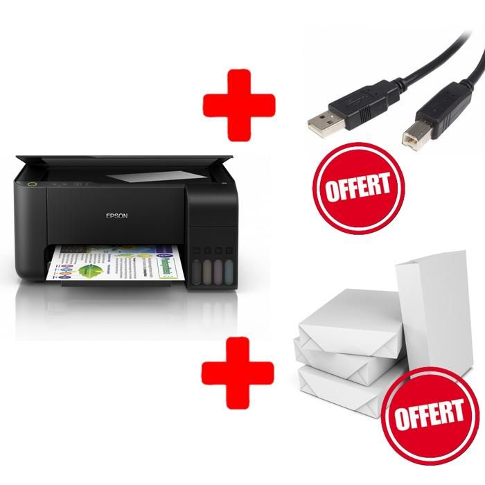 Imprimante EcoTank L3110  + Cable USB + Ramette de papier A4