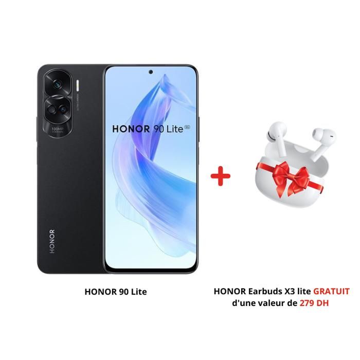 Honor 90 Lite  - Black + Gift Honor Choice Earbuds X3 Lite