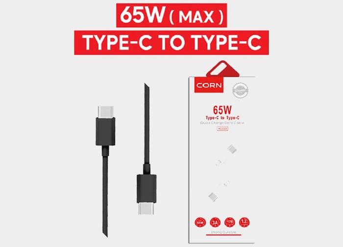 Câble Type C-To-C 65W Noir - Corn Xc023_B