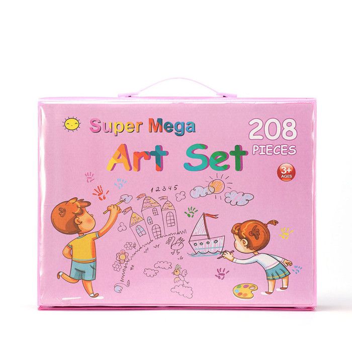 Ensemble de créativité artistique de luxe pour enfants, crayons, peinture, kit de dessin (208pc)
