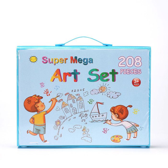 Ensemble de créativité artistique de luxe pour enfants, crayons, peinture, kit de dessin (208pc)