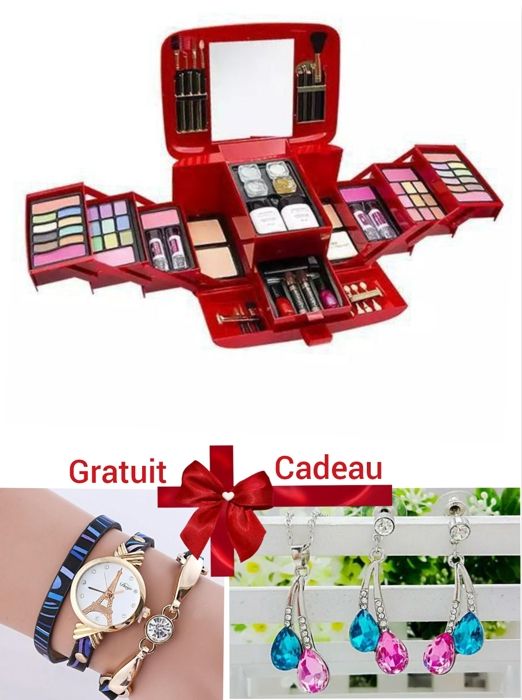 Coffret de maquillage , Valise complète de maquillage,Mega coffret regroupant toutes les éléments indispensables plus 2 cadeaux.