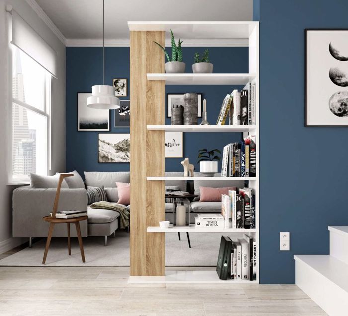 ALIDA Étagère de Rangement (Blanc et bois)