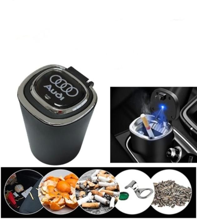 Cendrier de voiture Portable, seaux de poubelle avec éclairage LED pour Audi