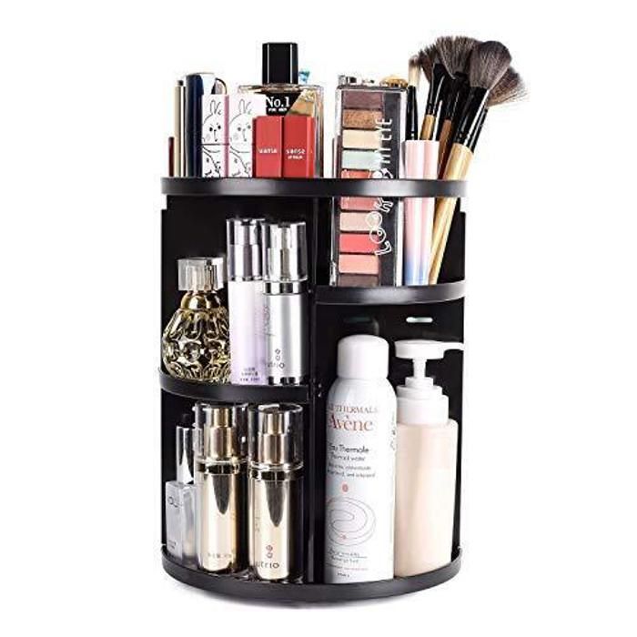 Organisateur de maquillage rotatif à 360° Noir