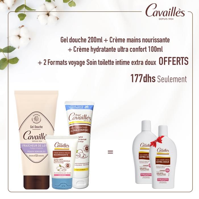 Créme mains+créme corps + Gel douche) 2 formats voyage hygiéne intime extra doux OFFERT