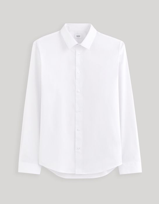 Chemise - CELIO - Regular - Coton Stretch - Manches Longues - Couleur Blanche - Marjane Mall - Image 2