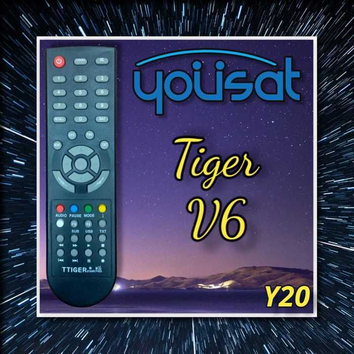 Télécommande - Tiger - V6 - Compatible avec récepteur TV satellite - Couleur noire - Simple