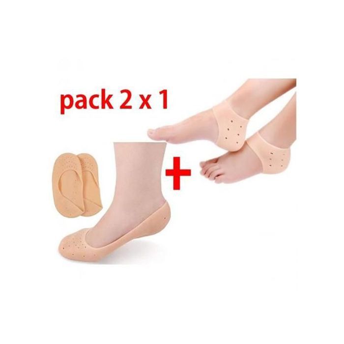 Pack 2 Chaussettes en gel de silicone pour talons fissurés