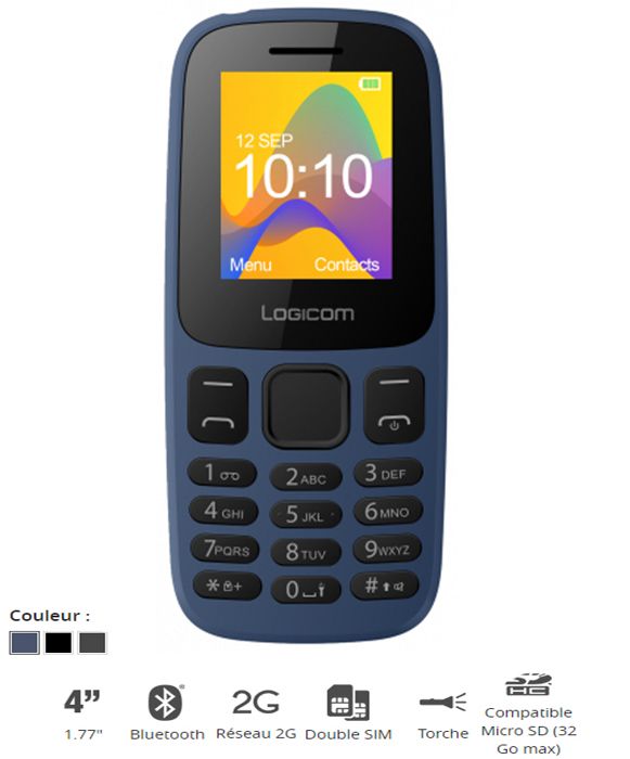 TELEPHONE PORTABLE Posh 182 Le mobile 1,77"  rester en veille jusqu’à 150 heures. Avec ses deux ports SIM