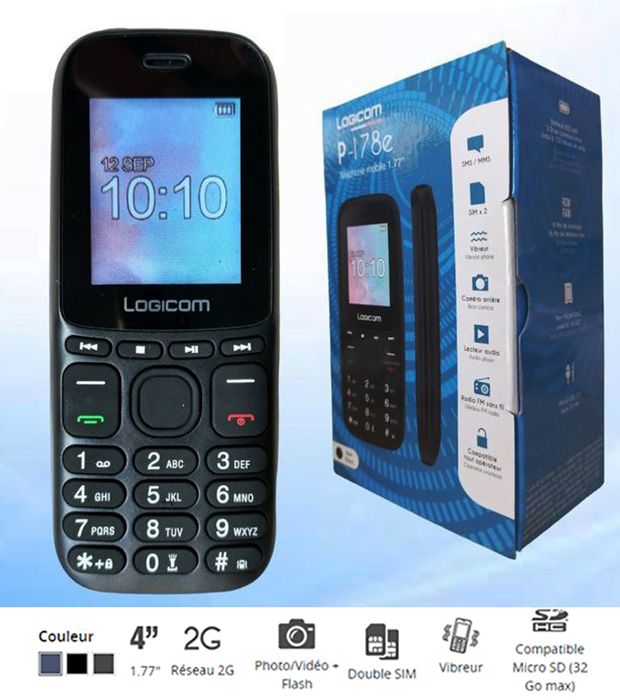 MOBILE TELEPHONE PORTABLE double SIM Logicom P-178e