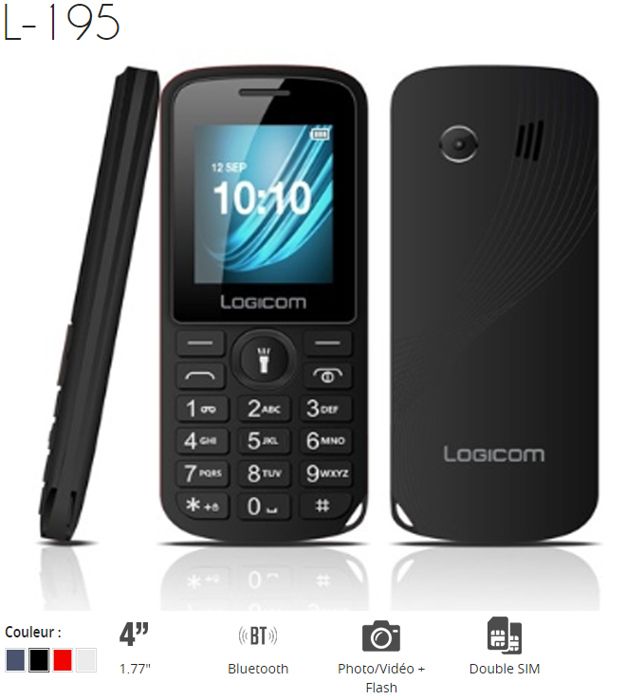 MOBILE LOGICOM TELEPHONE PORTABLE L-195 Autonomie de 4h en communicationDual SIM (2 Micro) Batterie 600 mAh Li-ion
