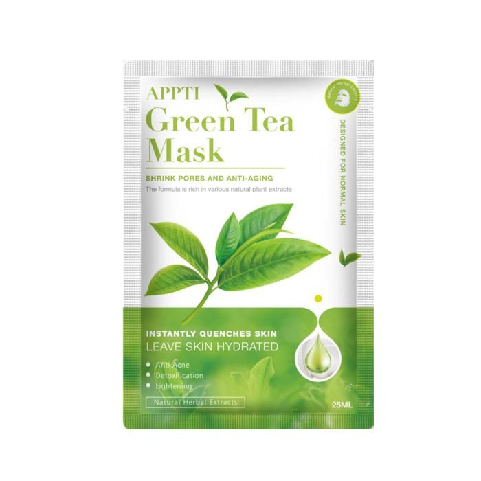 APPTI Masque Visage - Green Tea Face Mask - hydratant et blanchissant