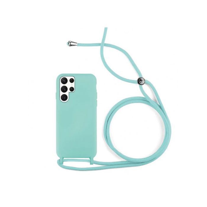Coque Cordon pour Samsung Galaxy S22 Ultra Semi-rigide Lanière Tour du Cou 80cm (Verte)