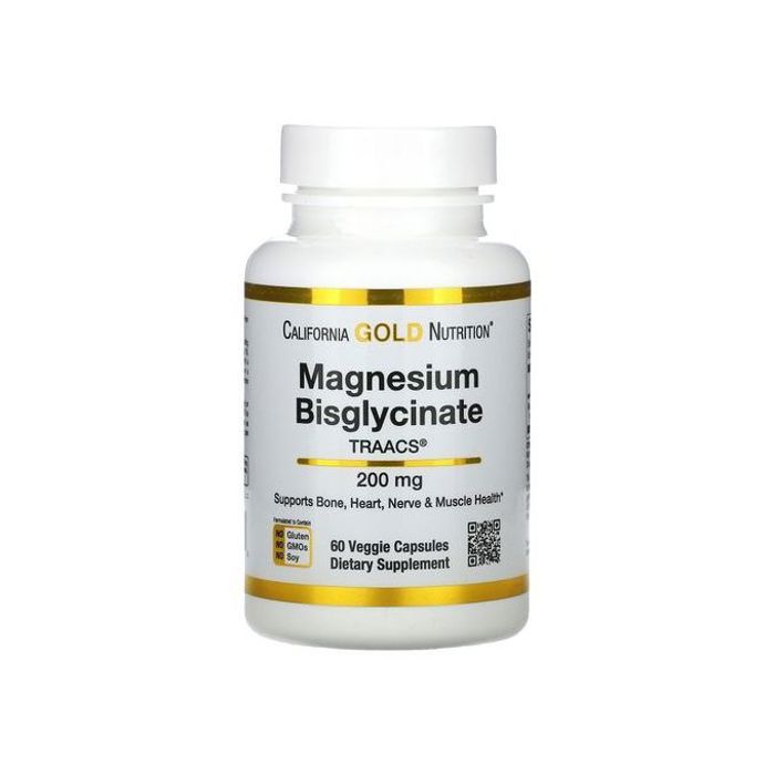 California Gold Nutrition Bisglycinate de Magnésium - 60 Capsules Végétales