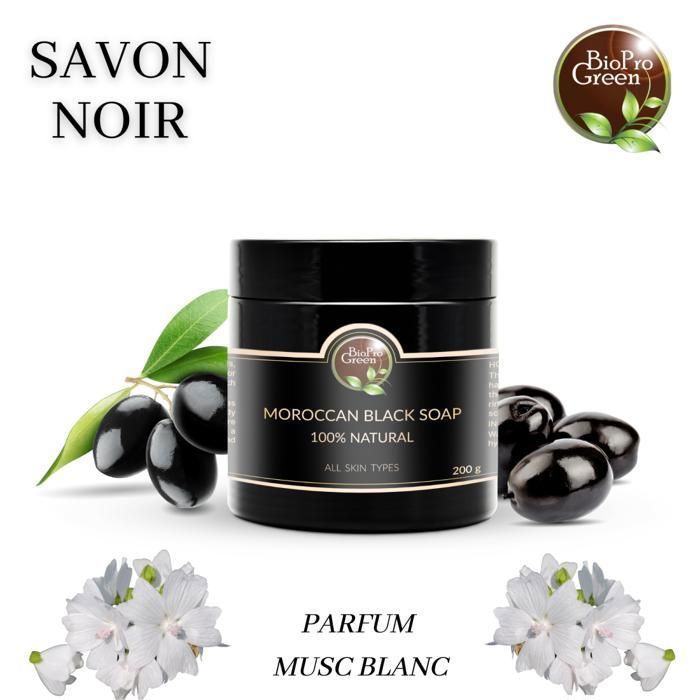 Savon noir Marocain BIO parfumé au Musc blanc- Sbone béldi 200g