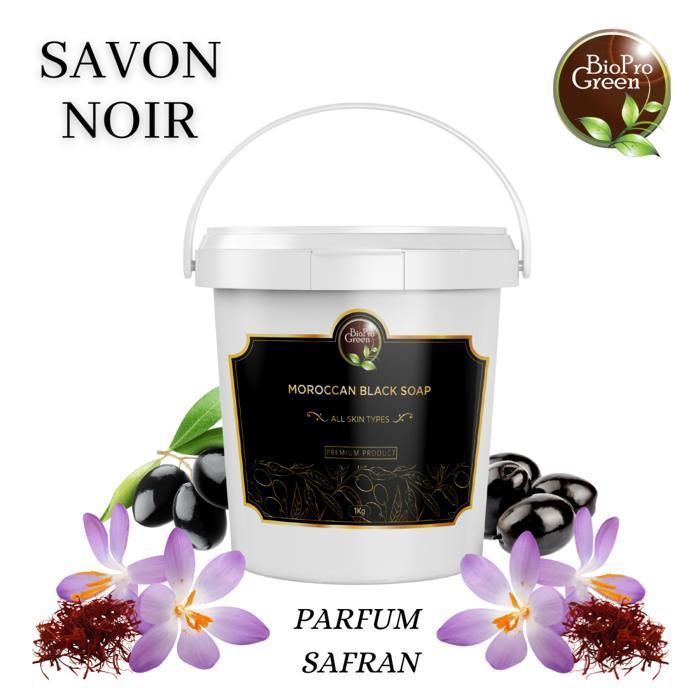 Savon Noir - BIOPROGREEN - Sbone béldi - 1Kg - Parfumé au Safran - Sans alcool